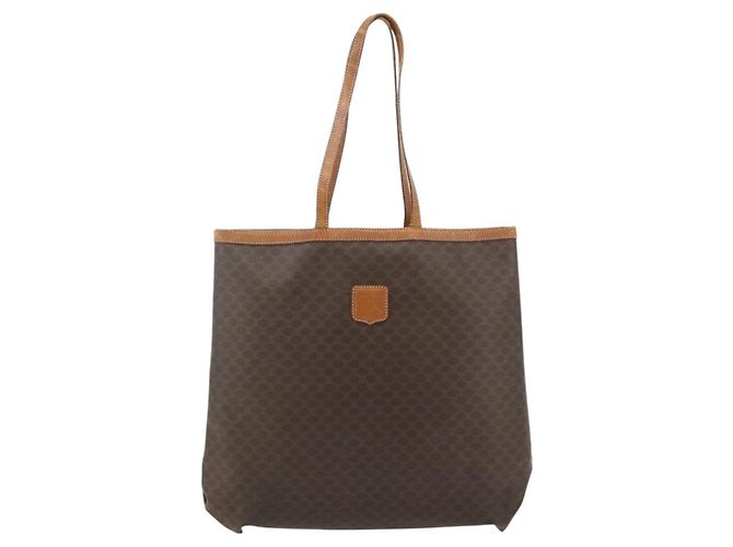 Céline Borsa Tote in Tela Macadam CELINE in Pelle PVC Marrone Oro Auth ti3853 D'oro - vista 13