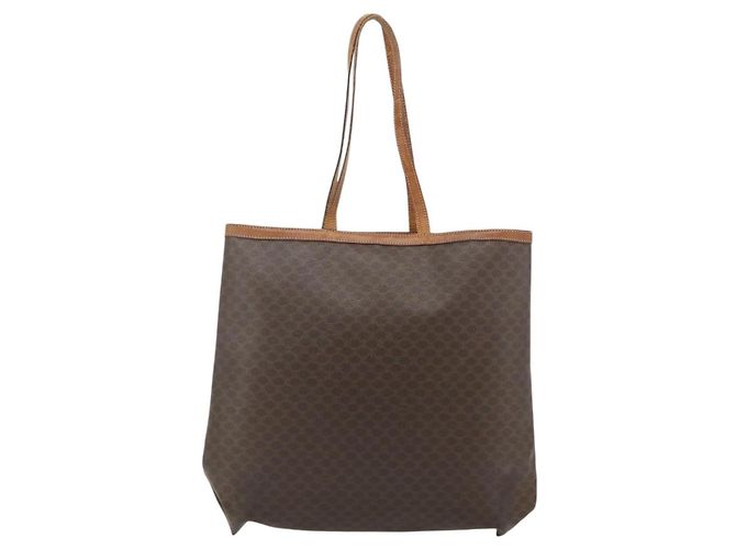 Céline Borsa Tote in Tela Macadam CELINE in Pelle PVC Marrone Oro Auth ti3853 D'oro - vista 2