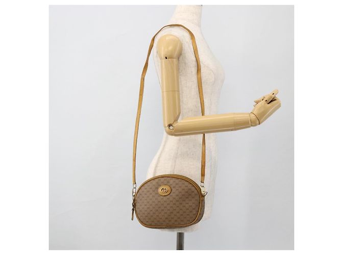Gucci Borsa a Spalla Micro GG Supreme PVC Beige Oro 007 104 0013 Auth 175280 D'oro - vista 21