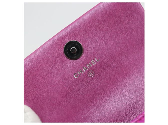 CHANEL Pochette Matelassé con Moschettone Pelle Verniciata Rosa Argento CC Auth YKZ1380A - vista 20