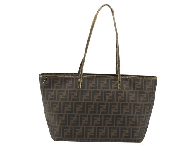 FENDI Zucca Canvas Tote Bag PVC Schwarz Braun Auth 175656 - Ansicht 2