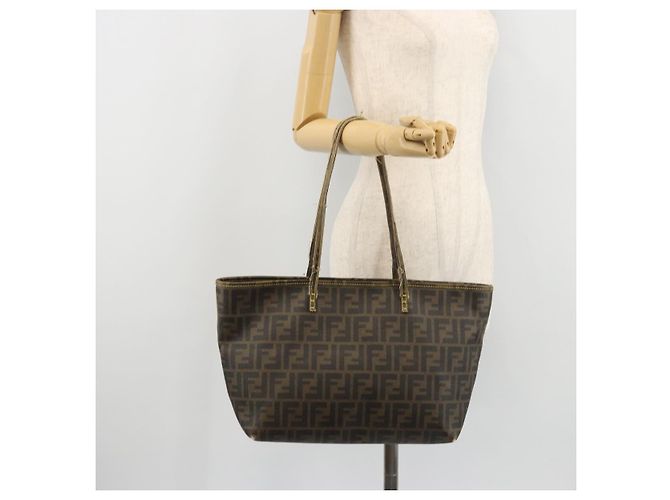 FENDI Zucca Canvas Tote Bag PVC Schwarz Braun Auth 175656 - Ansicht 25