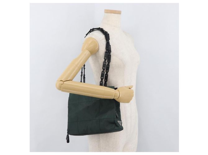 PRADA Tote Bag aus Nylon Khaki Silber authentisch 175379 - Ansicht 24