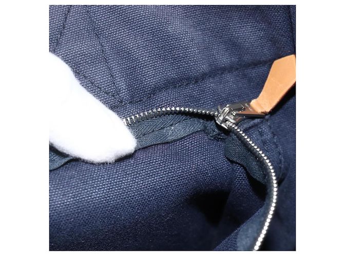 Hermès HERMES Fourre ToutPM Borsa Tote in Tela Blu Navy Argento Auth am11365 - vista 11