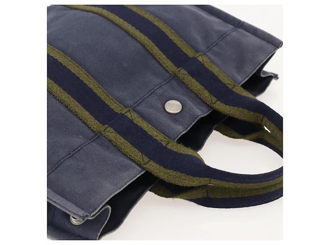 Hermès HERMES Fourre ToutPM Borsa Tote in Tela Blu Navy Argento Auth am11365 - vista 6
