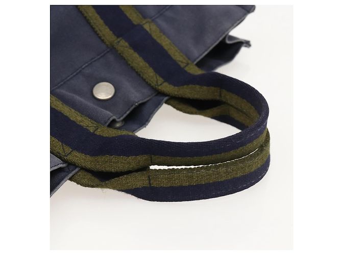 Hermès HERMES Fourre ToutPM Borsa Tote in Tela Blu Navy Argento Auth am11365 - vista 7