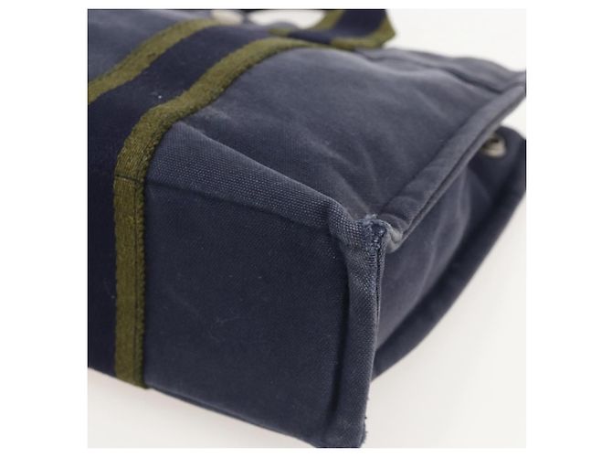Hermès HERMES Fourre ToutPM Borsa Tote in Tela Blu Navy Argento Auth am11365 - vista 9