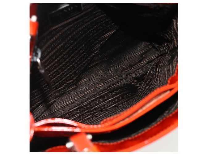 PRADA Tote Bag aus rotem lackiertem Leder mit Silber Auth ti3877 - Ansicht 11