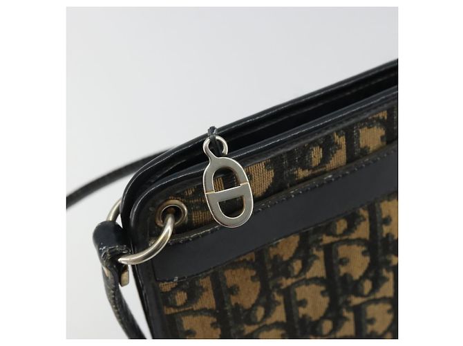 Borsa a Spalla in Tela Trotter Christian Dior Blu Navy Oro Auth 175155 D'oro - vista 10