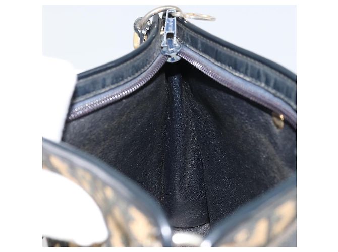 Borsa a Spalla in Tela Trotter Christian Dior Blu Navy Oro Auth 175155 D'oro - vista 18