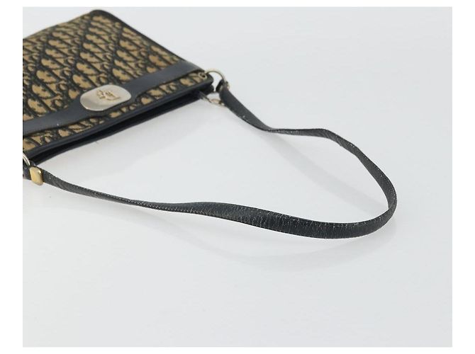 Borsa a Spalla in Tela Trotter Christian Dior Blu Navy Oro Auth 175155 D'oro - vista 7