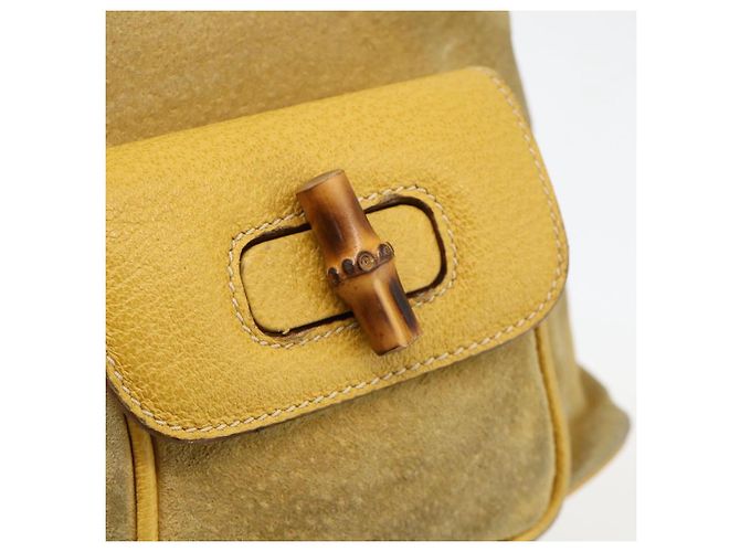 Bamboo Zaino in Bambù GUCCI Camoscio Giallo Oro 003 1705 0030 Auth YKZ1234 D'oro - vista 18
