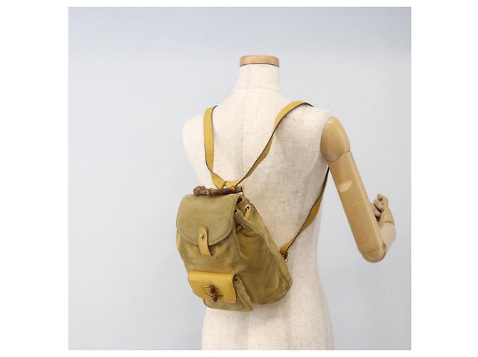 Bamboo Zaino in Bambù GUCCI Camoscio Giallo Oro 003 1705 0030 Auth YKZ1234 D'oro - vista 26