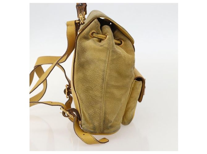 Bamboo Zaino in Bambù GUCCI Camoscio Giallo Oro 003 1705 0030 Auth YKZ1234 D'oro - vista 3