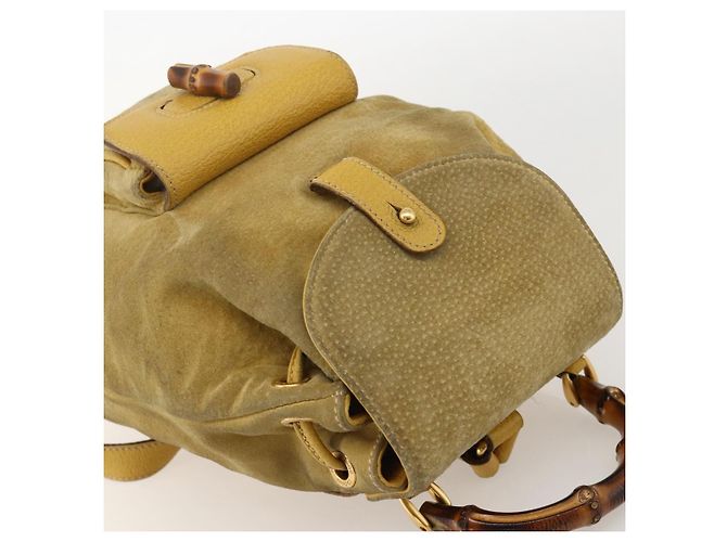 Bamboo Zaino in Bambù GUCCI Camoscio Giallo Oro 003 1705 0030 Auth YKZ1234 D'oro - vista 6