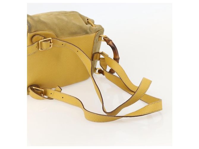 Bamboo Zaino in Bambù GUCCI Camoscio Giallo Oro 003 1705 0030 Auth YKZ1234 D'oro - vista 9