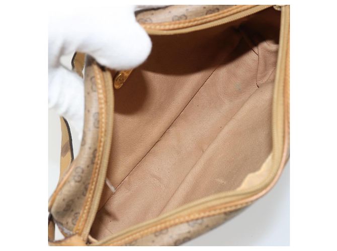 Gucci Borsa a Spalla Micro GG Supreme PVC Beige Oro 007 904 0008 Auth ka3952 D'oro - vista 11