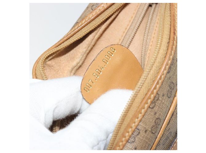 Gucci Borsa a Spalla Micro GG Supreme PVC Beige Oro 007 904 0008 Auth ka3952 D'oro - vista 12