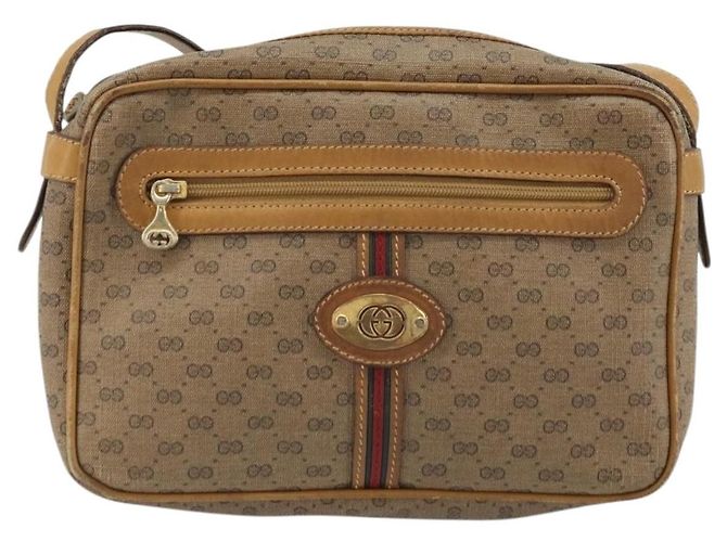 Gucci Borsa a Spalla Micro GG Supreme PVC Beige Oro 007 904 0008 Auth ka3952 D'oro - vista 13