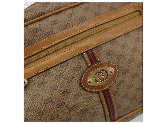Gucci Borsa a Spalla Micro GG Supreme PVC Beige Oro 007 904 0008 Auth ka3952 D'oro - vista 17