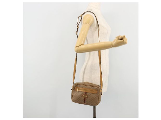 Gucci Borsa a Spalla Micro GG Supreme PVC Beige Oro 007 904 0008 Auth ka3952 D'oro - vista 25