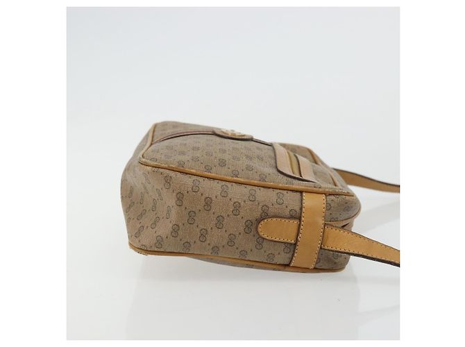 Gucci Borsa a Spalla Micro GG Supreme PVC Beige Oro 007 904 0008 Auth ka3952 D'oro - vista 3