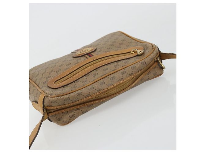 Gucci Borsa a Spalla Micro GG Supreme PVC Beige Oro 007 904 0008 Auth ka3952 D'oro - vista 6