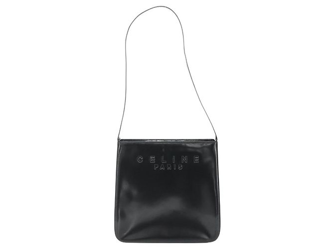 Céline Borsa a Spalla CELINE Pelle Verniciata Nera Oro Auth 175204 Nero D'oro - vista 13