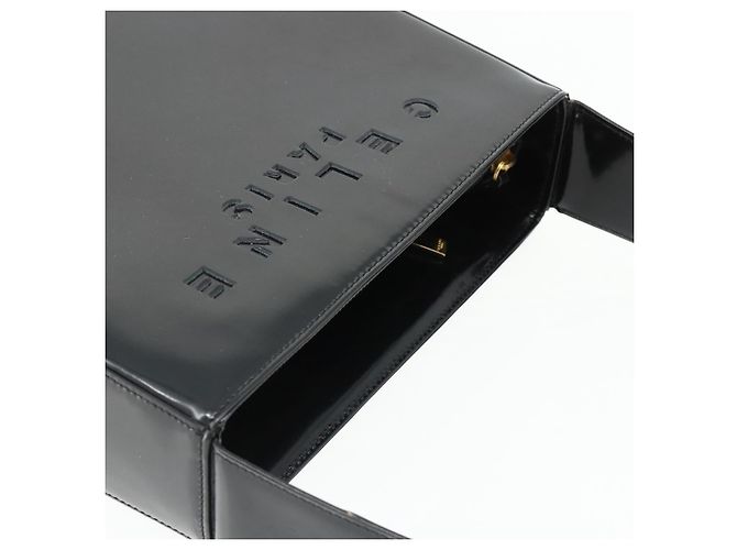 Céline Borsa a Spalla CELINE Pelle Verniciata Nera Oro Auth 175204 Nero D'oro - vista 6