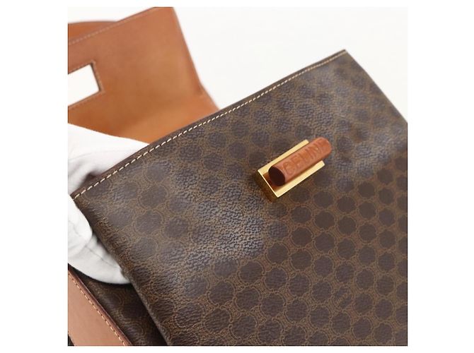 Céline Borsa a mano in tela Macadam CELINE in pelle PVC 2 in 1 marrone oro Auth YKZ1558A - vista 10