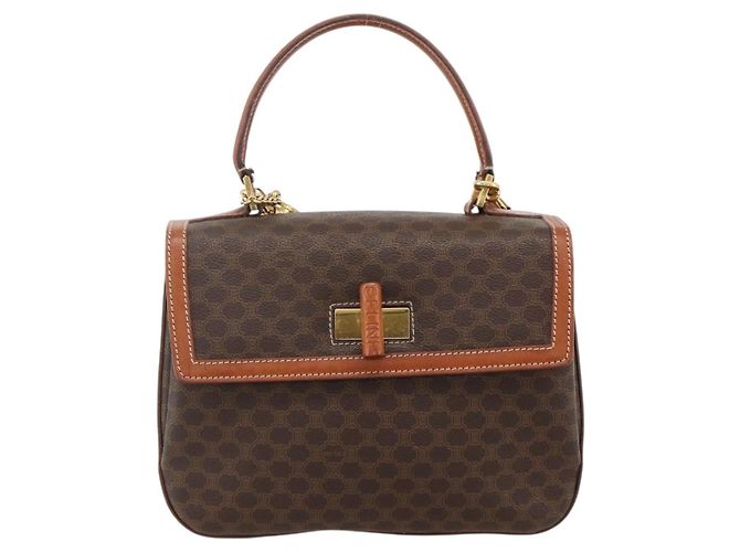 Céline Borsa a mano in tela Macadam CELINE in pelle PVC 2 in 1 marrone oro Auth YKZ1558A - vista 13