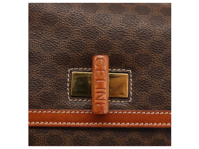 Céline Borsa a mano in tela Macadam CELINE in pelle PVC 2 in 1 marrone oro Auth YKZ1558A - vista 20