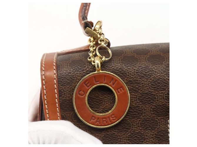 Céline Borsa a mano in tela Macadam CELINE in pelle PVC 2 in 1 marrone oro Auth YKZ1558A - vista 21