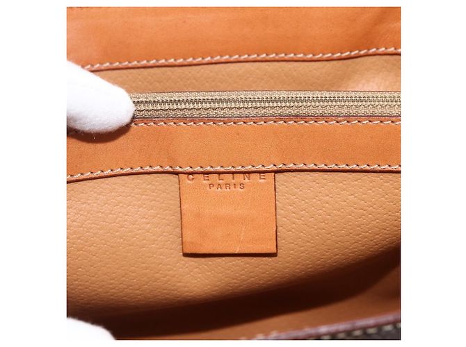 Céline Borsa a mano in tela Macadam CELINE in pelle PVC 2 in 1 marrone oro Auth YKZ1558A - vista 22