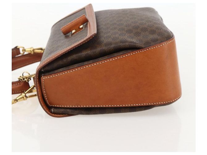 Céline Borsa a mano in tela Macadam CELINE in pelle PVC 2 in 1 marrone oro Auth YKZ1558A - vista 3