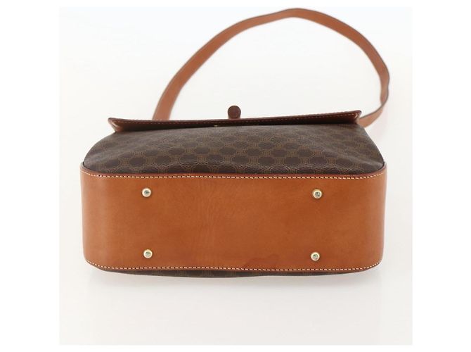 Céline Borsa a mano in tela Macadam CELINE in pelle PVC 2 in 1 marrone oro Auth YKZ1558A - vista 5