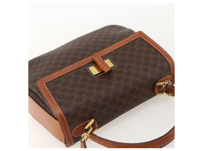 Céline Borsa a mano in tela Macadam CELINE in pelle PVC 2 in 1 marrone oro Auth YKZ1558A - vista 6