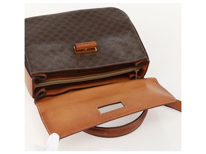 Céline Borsa a mano in tela Macadam CELINE in pelle PVC 2 in 1 marrone oro Auth YKZ1558A - vista 9