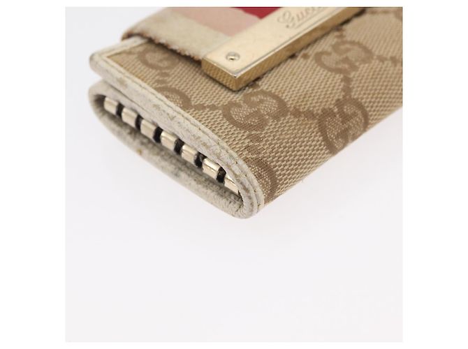 Gucci Estuche para llaves GG Canvas 2 Set Beige Oro Auth ti3906 Dorado - vista 14