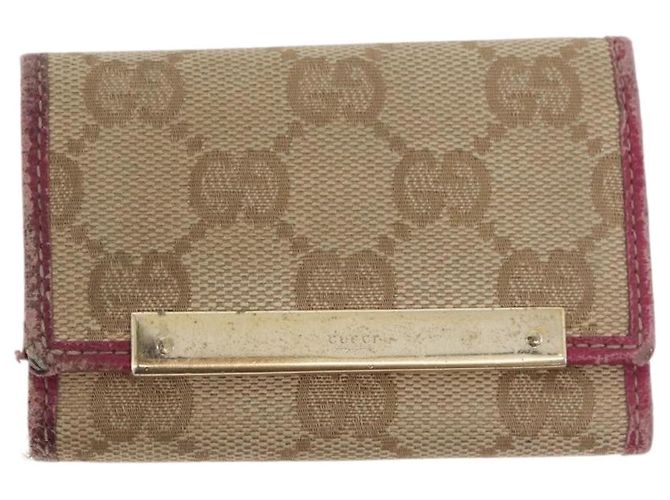Gucci Estuche para llaves GG Canvas 2 Set Beige Oro Auth ti3906 Dorado - vista 2