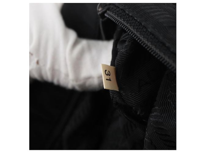 PRADA Bolsa de mão em nylon preto prata Auth 175699 - vista 11