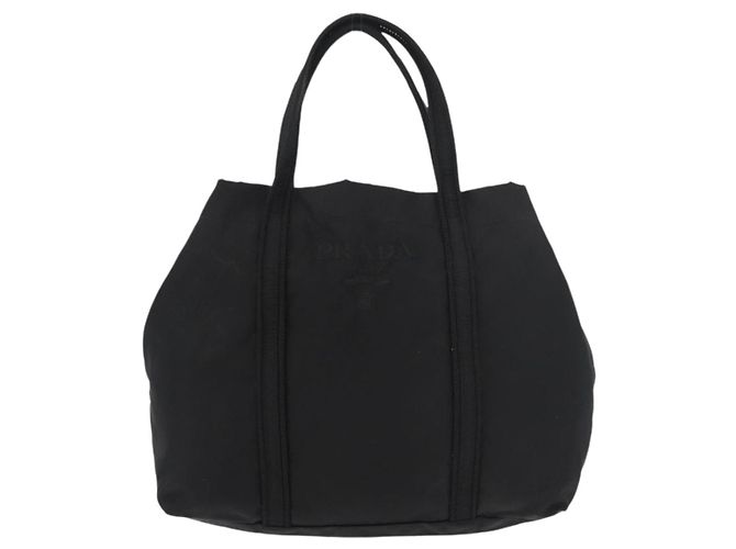 PRADA Bolsa de mão em nylon preto prata Auth 175699 - vista 13