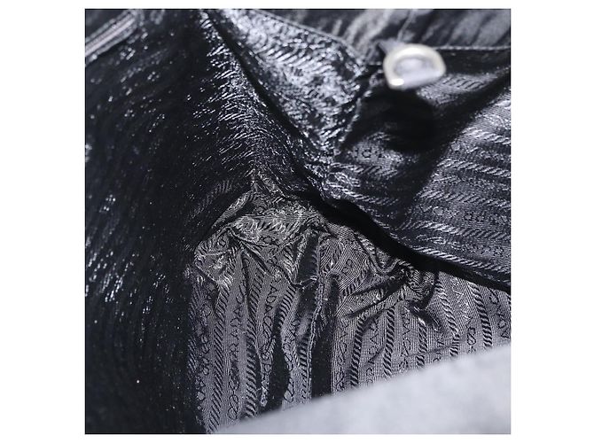PRADA Bolsa de mão em nylon preto prata Auth 175699 - vista 18