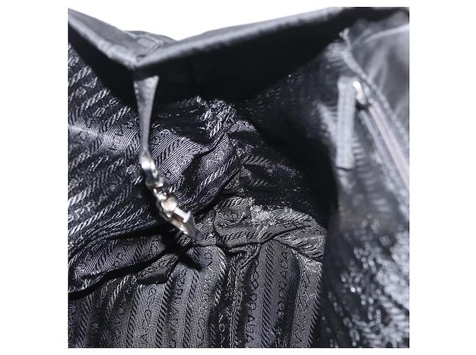 PRADA Bolsa de mão em nylon preto prata Auth 175699 - vista 19