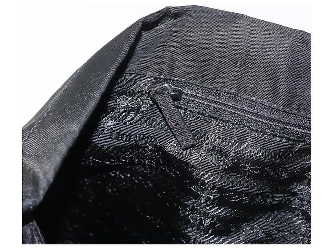 PRADA Bolsa de mão em nylon preto prata Auth 175699 - vista 20
