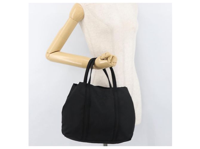 PRADA Bolsa de mão em nylon preto prata Auth 175699 - vista 22