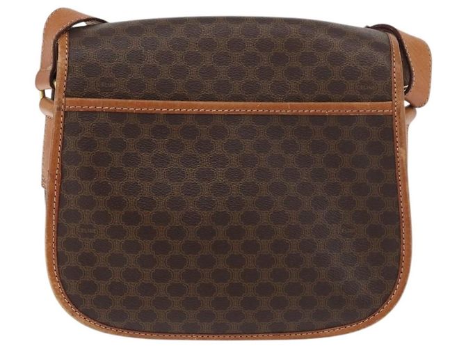 16 Céline Borsa a Spalla in Tela Macadam CELINE in Pelle PVC Marrone Oro Auth ka3857 D'oro - vista 2