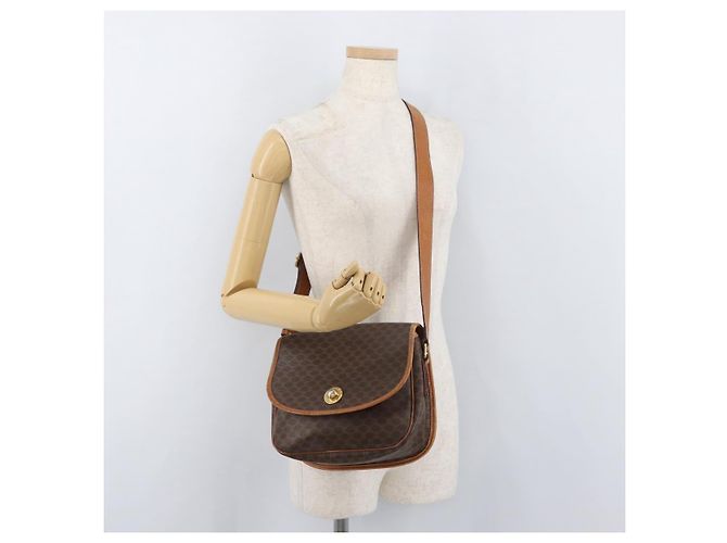 16 Céline Borsa a Spalla in Tela Macadam CELINE in Pelle PVC Marrone Oro Auth ka3857 D'oro - vista 24