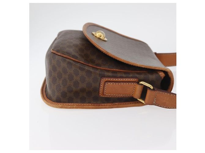 16 Céline Borsa a Spalla in Tela Macadam CELINE in Pelle PVC Marrone Oro Auth ka3857 D'oro - vista 3