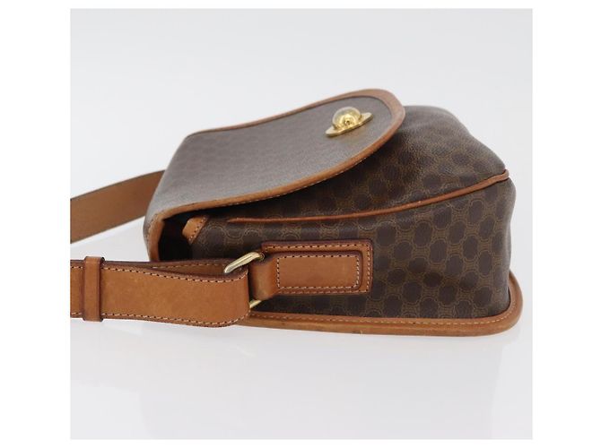 16 Céline Borsa a Spalla in Tela Macadam CELINE in Pelle PVC Marrone Oro Auth ka3857 D'oro - vista 4